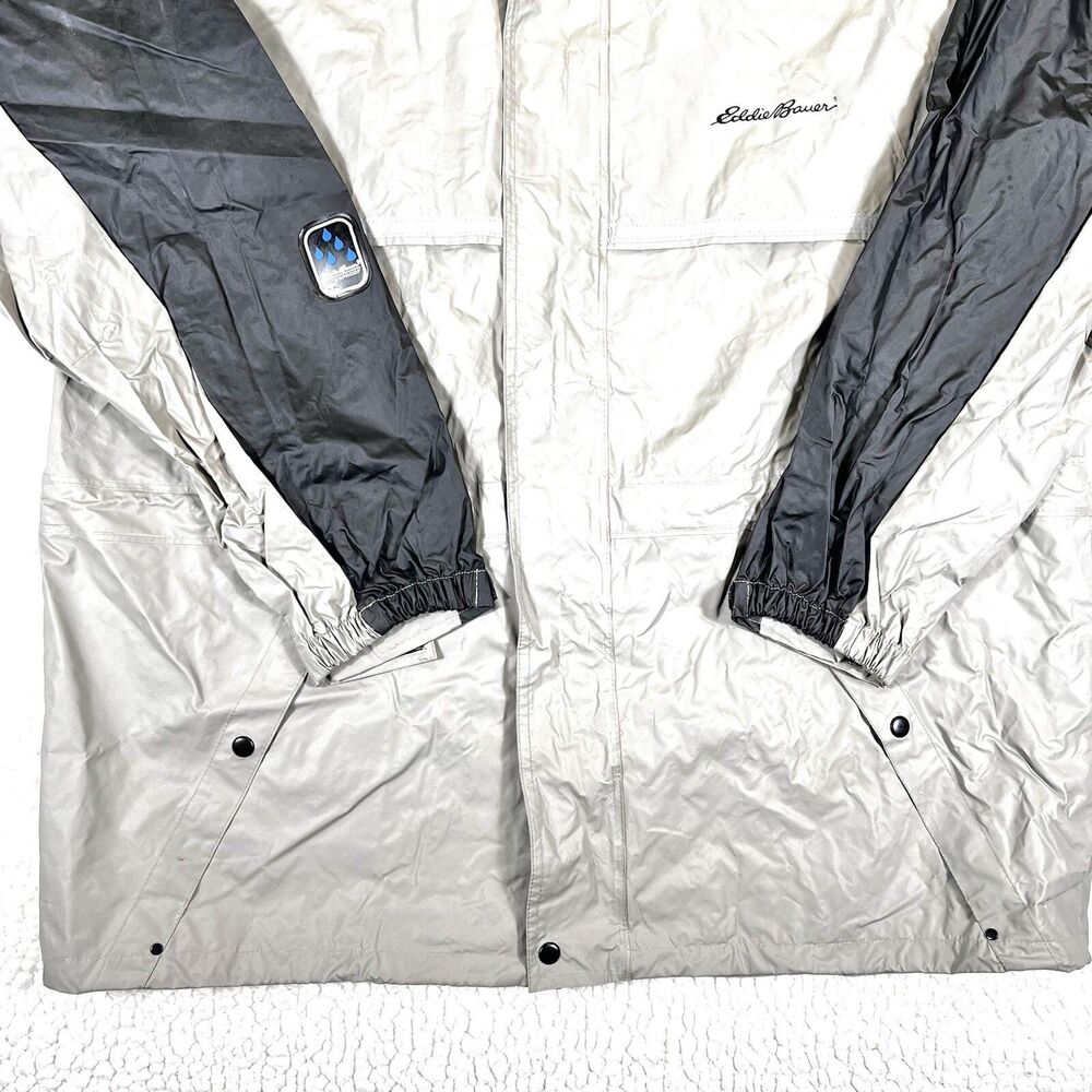 Eddie Bauer Jacket Mens XL Beige PVC Nylon Vented Waterproof Rain Coat‎ - Picture 3 of 15